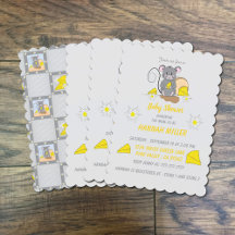 Little mouse eating cheese baby shower Invitation