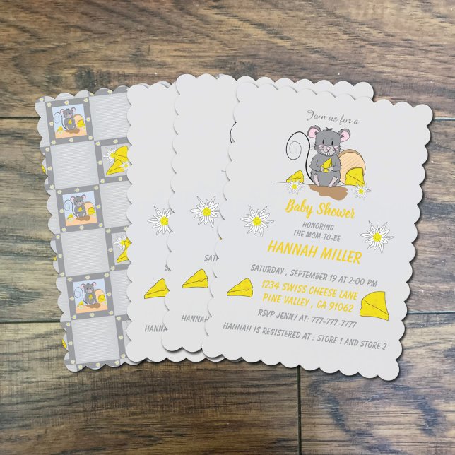 Convite Little mouse eating cheese baby shower Invitation (Criador carregado)