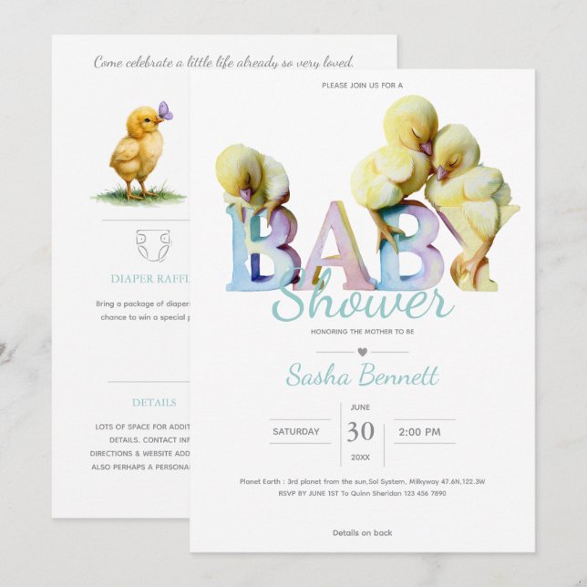 Convite Little Peep & Co. | Chá de Bebê (Frente/Verso)