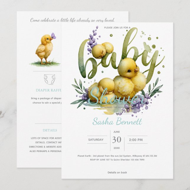 Convite Little Peep & Co. | Chá de Bebê (Frente/Verso)