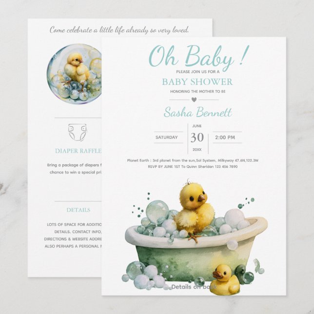 Convite Little Peep & Co. | Chás de Bebê (Frente/Verso)