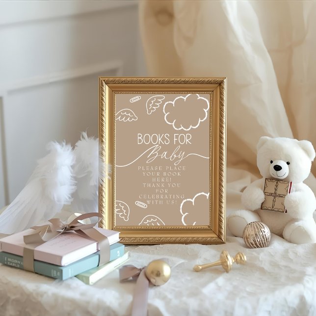 Convite Little Piece of Heaven beige Books for Baby Sign (Little Piece of Heaven beige Books for Baby Sign)