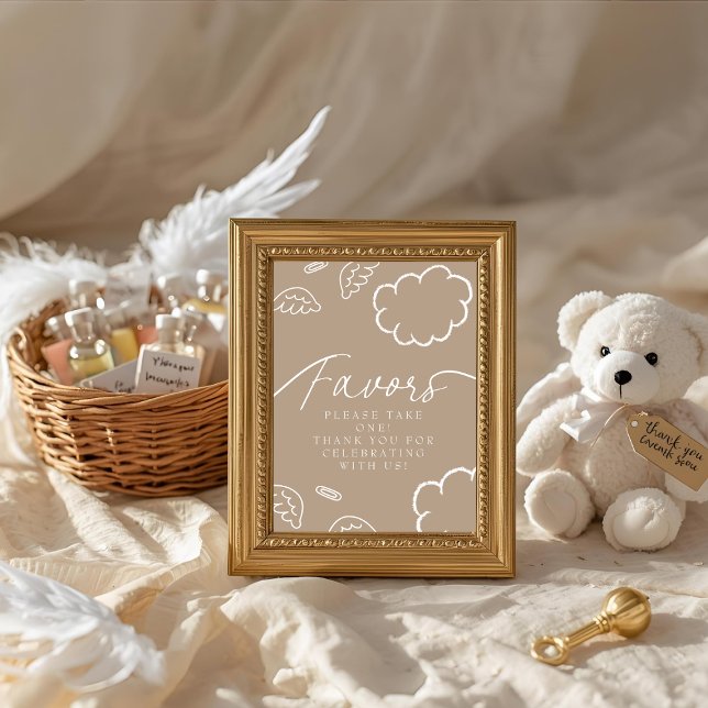 Convite Little Piece of Heaven beige Favors Table Sign   (Little Piece of Heaven beige Favors Table Sign)