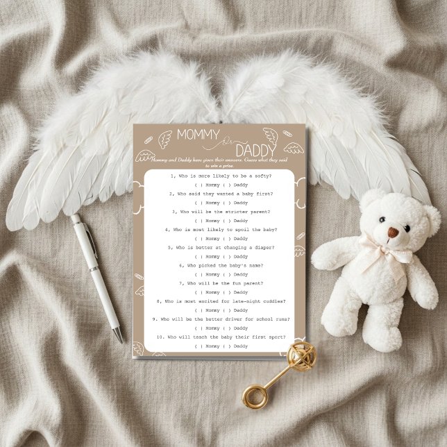 Convite Little Piece of Heaven Beige Guess Who Game  (Little Piece of Heaven Guess Who Game Invitation)