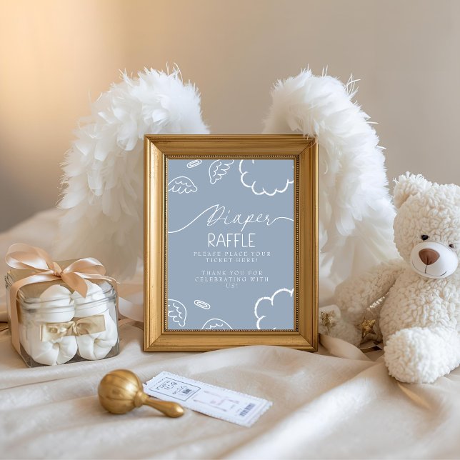 Convite Little Piece of Heaven Blue Diaper Raffle Table (Little Piece of Heaven Blue Diaper Raffle Table)