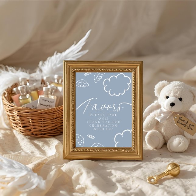 Convite Little Piece of Heaven blue Favors Table Sign   (Little Piece of Heaven Favors Table Sign)
