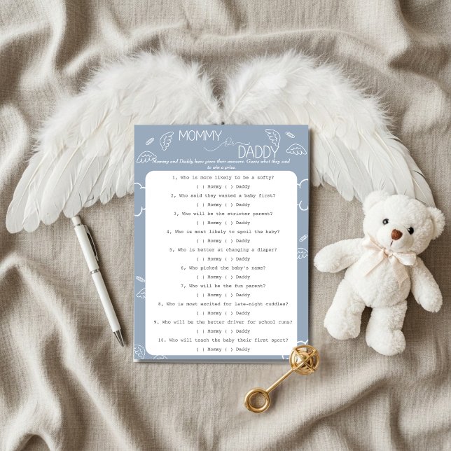 Convite Little Piece of Heaven Blue Guess Who Game  (Little Piece of Heaven Guess Who Game Invitation)