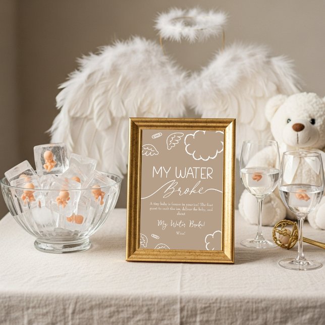 Convite Little Piece of Heaven  My Water Broke Game Beige  (Little Piece of Heaven My Water Broke Game Beige)