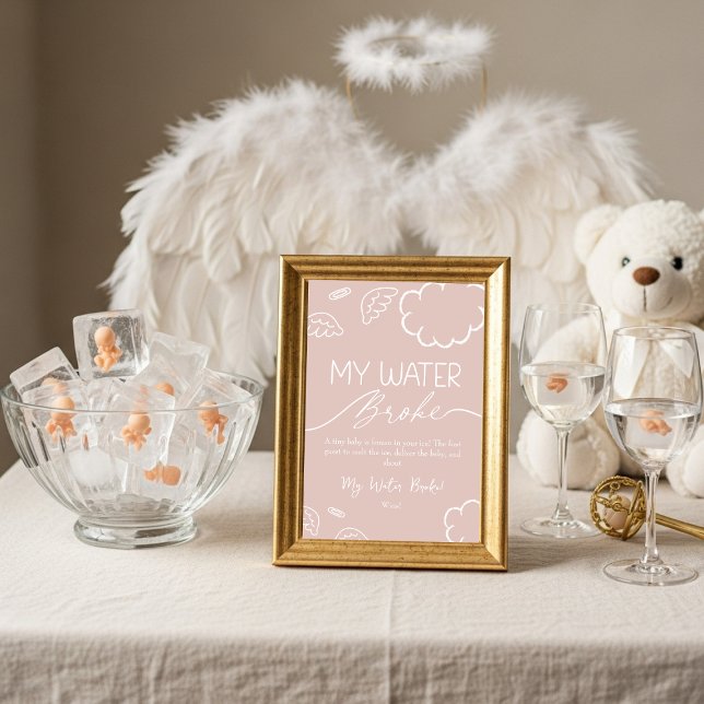 Convite Little Piece of Heaven  My Water Broke Game Pink  (Little Piece of Heaven My Water Broke Game Pink)