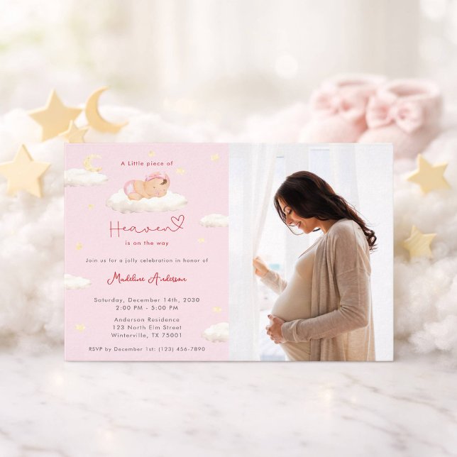 Convite Little Piece of Heaven Photo Baby Girl Shower (Criador carregado)