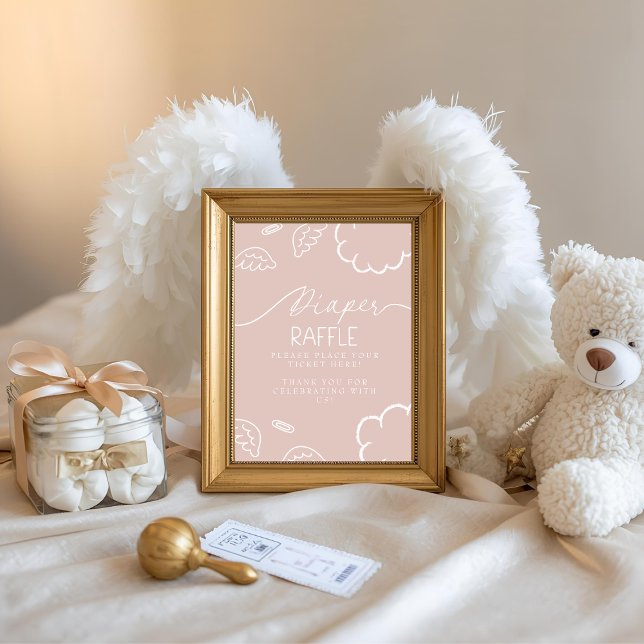 Convite Little Piece of Heaven Pink Diaper Raffle Table (Little Piece of Heaven Pink Diaper Raffle Table)