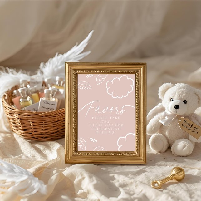 Convite Little Piece of Heaven pink Favors Table Sign card (Little Piece of Heaven pink Favors Table Sign card)