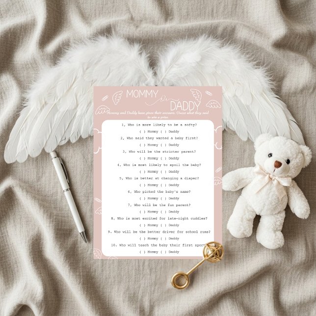 Convite Little Piece of Heaven Pink Guess Who Game  (Little Piece of Heaven Guess Who Game Invitation)