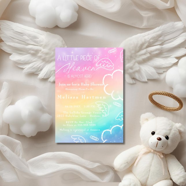 Convite Little Piece of Heaven Rainbow baby shower  (Little Piece of Heaven Rainbow baby shower Invitation)