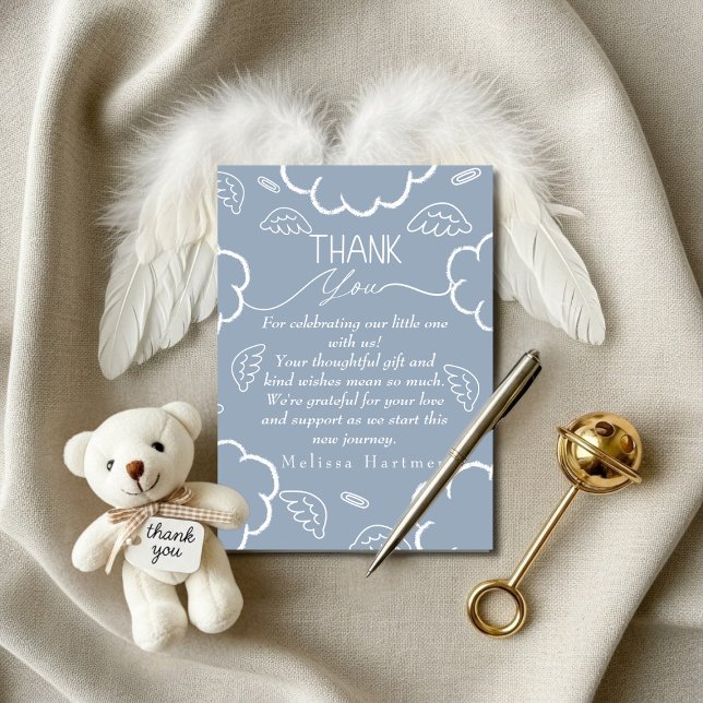 Convite Little Piece of Heaven Thank You blue card (Little Piece of Heaven Thank You blue card)