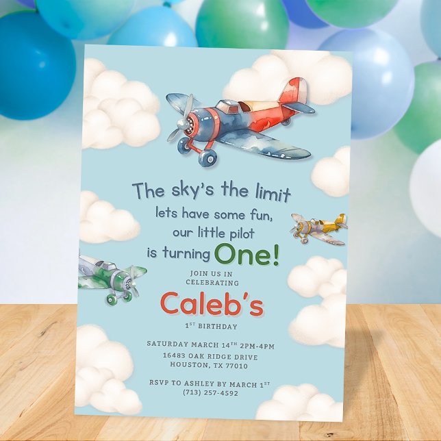 Convite Little Pilot's First Birthday (Criador carregado)