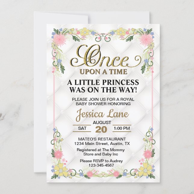 Convite Little Princess Is On The Way Girl Baby Shower (Frente)