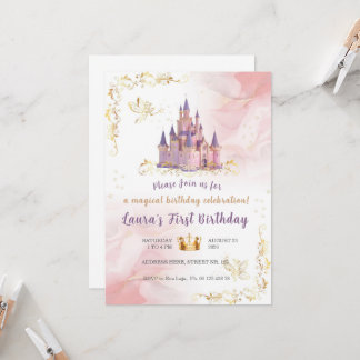 Convite Little princess Theme invitaion. Kids party.