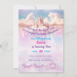 Convite Little princess Theme invitaion. Kids party.