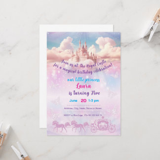 Convite Little princess Theme invitaion. Kids party.