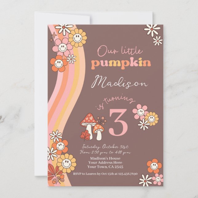 Convite Little Pumpkin Birthday Invitation (Frente)