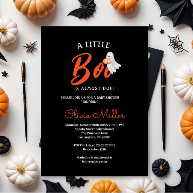 Convite Little Pumpkin Boo – Halloween Baby Shower  (Criador carregado)