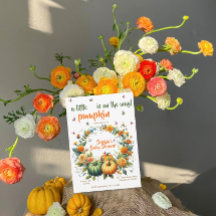 Little Pumpkin Chá de fraldas Invite - Autumn Flor