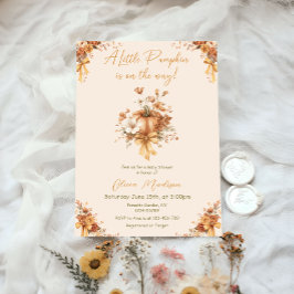 Convite Little Pumpkin Fall Floral Baby Shower Invitation