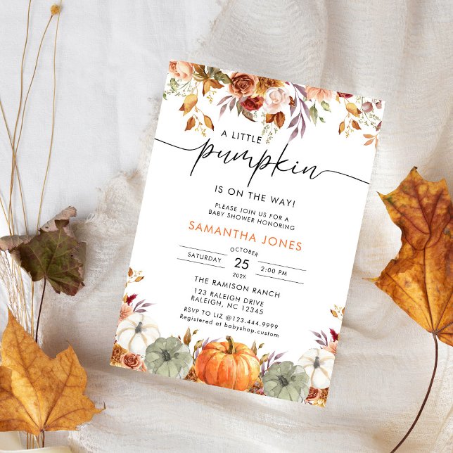 Convite Little Pumpkin Gender Neutral Fall Baby Shower  (Criador carregado)