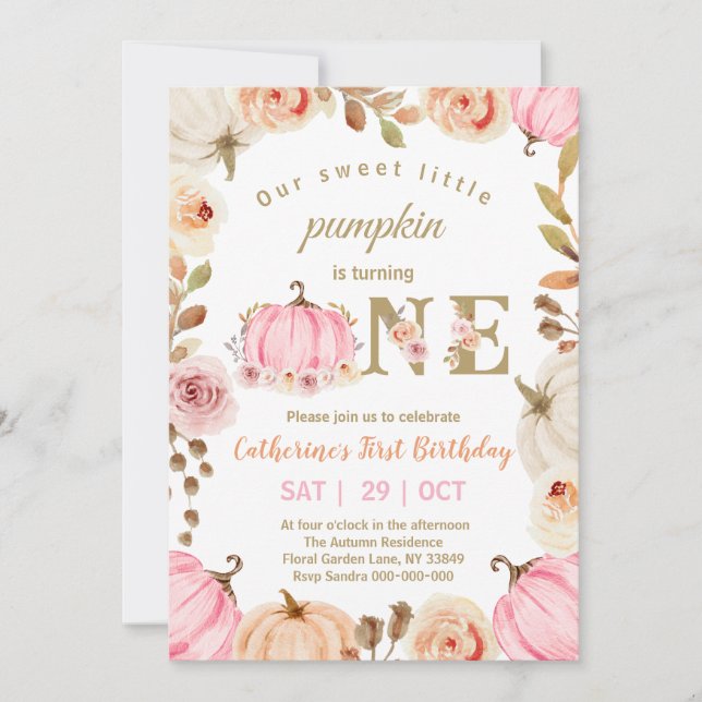 Convite Little Pumpkin Turning One Birthday (Frente)