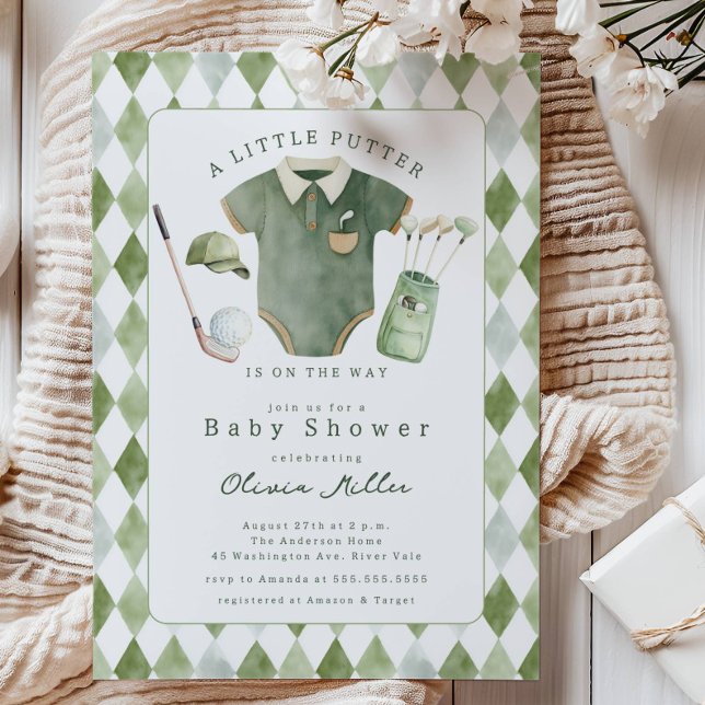 Convite Little Putter Baby Shower Invitation (Criador carregado)