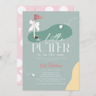Convite Little Putter Golf Fairway Bow Girl Baby Shower