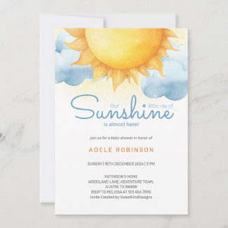 Convite Little Ray of Sunshine Baby Boy Shower