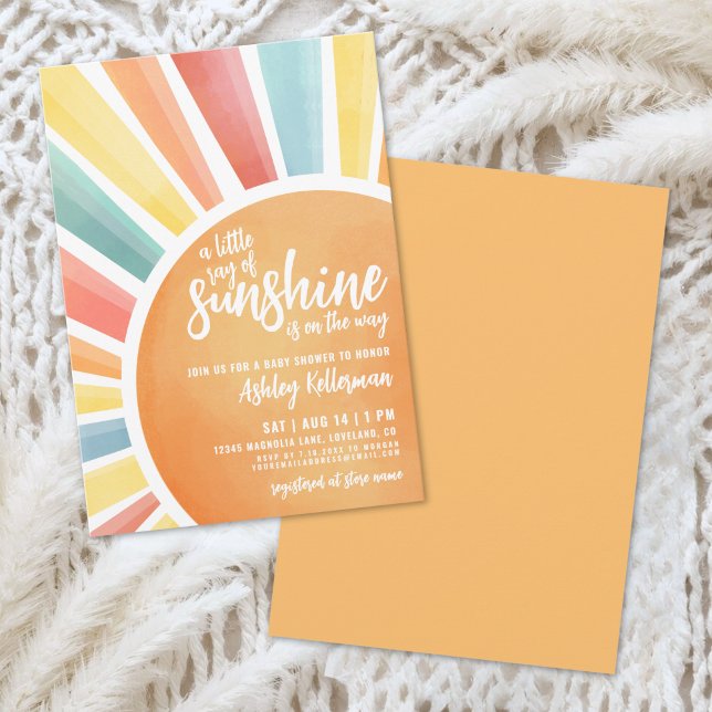 Convite Little Ray Of Sunshine Boho Baby Shower Invitation (Little Ray Of Sunshine Boho Baby Shower Invitation)
