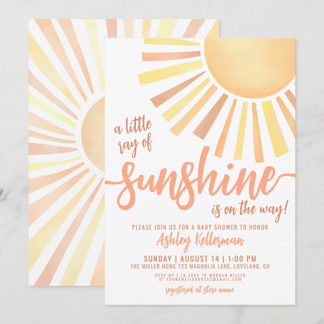 Convite Little Ray Of Sunshine Boho Baby Shower Invitation (Frente/Verso)