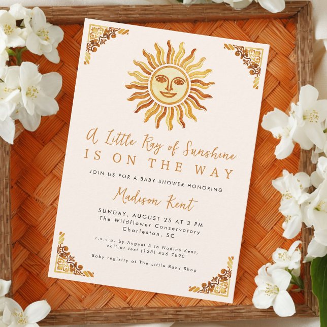 Convite Little Ray of Sunshine Boho Sun Baby Shower (Criador carregado)