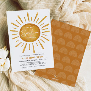 Convite Little Ray of Sunshine Chá de fraldas Boho Sun