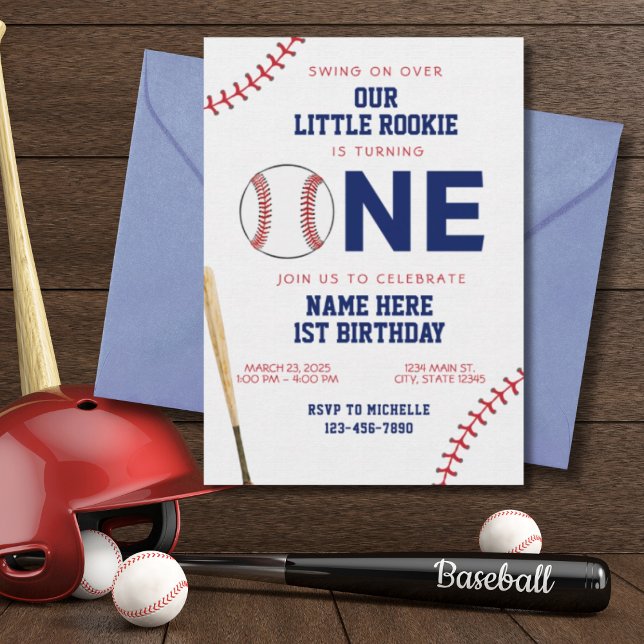 Convite Little Rookie Baseball Primeiro Aniversário (Criador carregado)