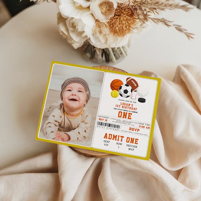 Convite Little Rookie Sports 1st Birthday | Fun All-Star  (Little Rookie Sports 1st Birthday | Fun All-Star invitation)
