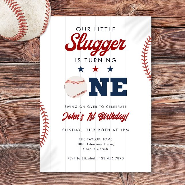 Convite Little Slugger Baseball 1st Birthday (Little Slugger Baseball 1st Birthday Invitation)