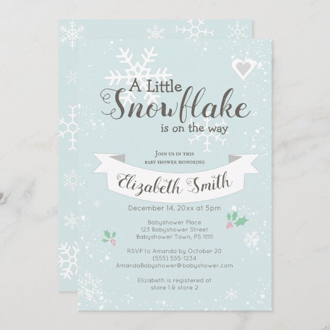 Convite Little snowflake on the way babyshower invitation (Frente/Verso)