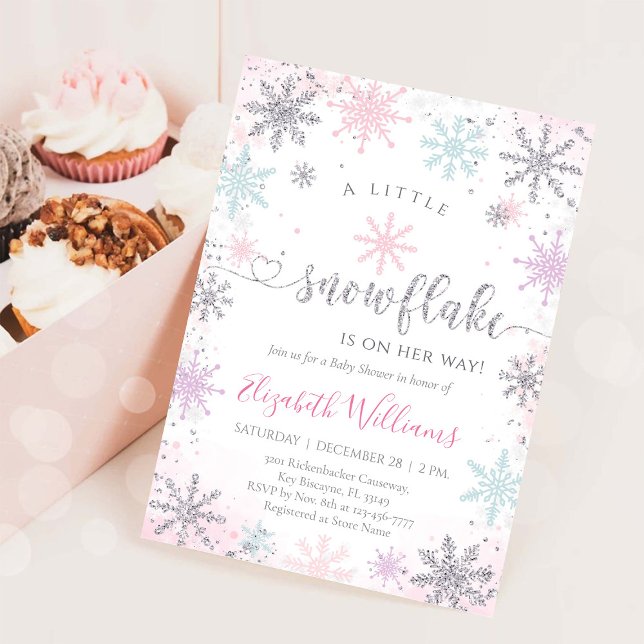 Convite Little Snowflake Winter Baby Shower Invitation (Criador carregado)