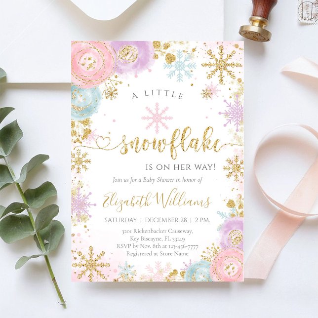 Convite Little Snowflake Winter Baby Shower Invitation (Criador carregado)