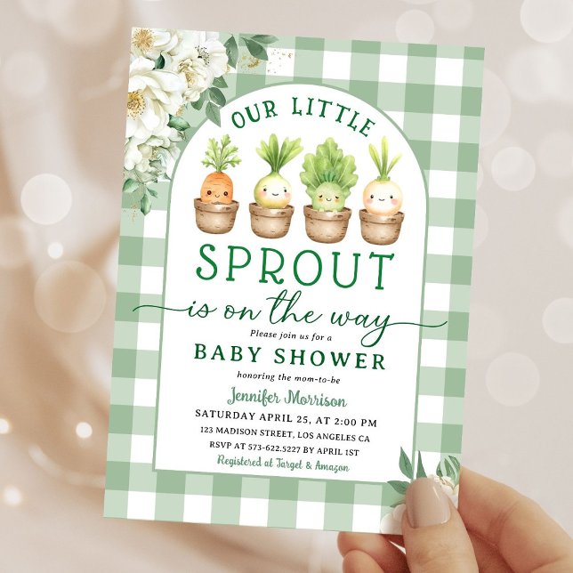 Convite Little Sprout Baby Shower Green Gender Neutral (Criador carregado)