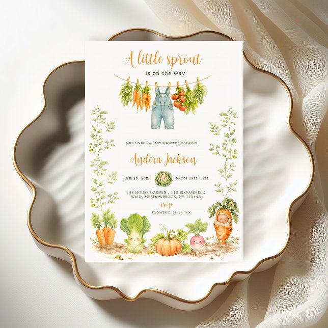 Convite  Little Sprout Clothesline Garden Baby Shower  (Criador carregado)