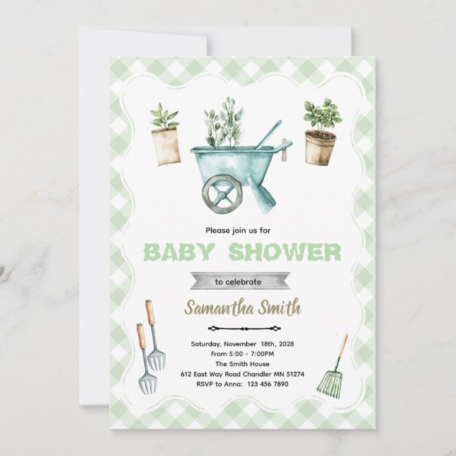 Convite Little Sprout gardening baby shower invitation (Frente)