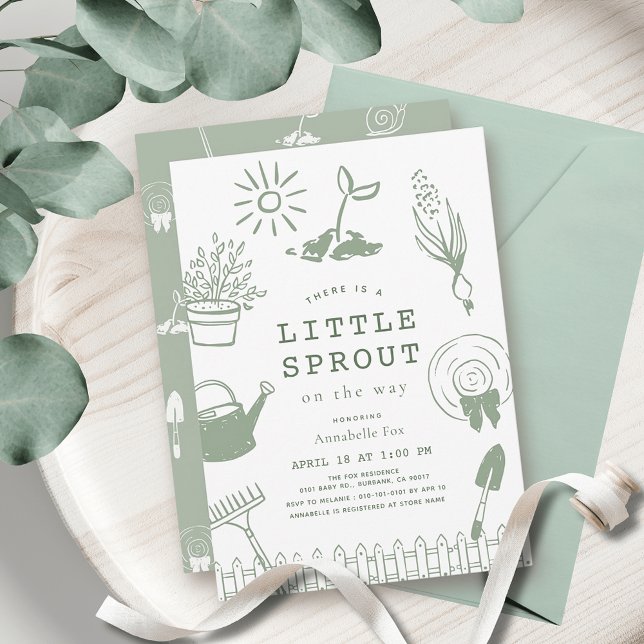 Convite Little Sprout Hand-drawn Garden Baby Shower (Criador carregado)