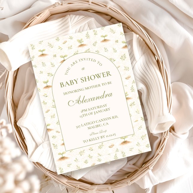 Convite Little Sprout Vintage Garden Baby Shower (Criador carregado)
