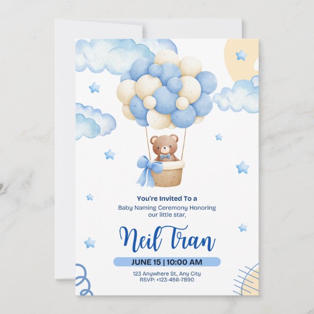 Convite Little Star Baby Shower Invitation Design (Frente)