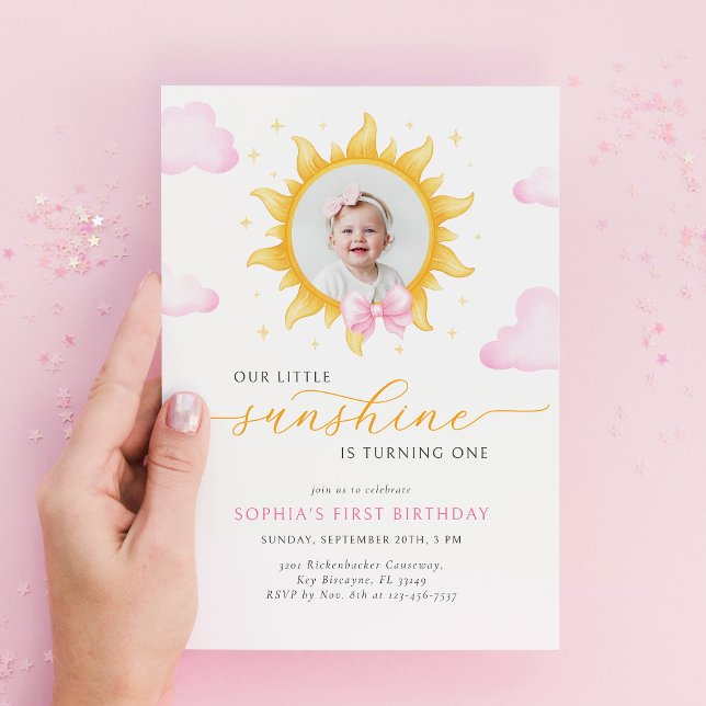 Convite Little Sunshine First Birthday Invitation (Criador carregado)